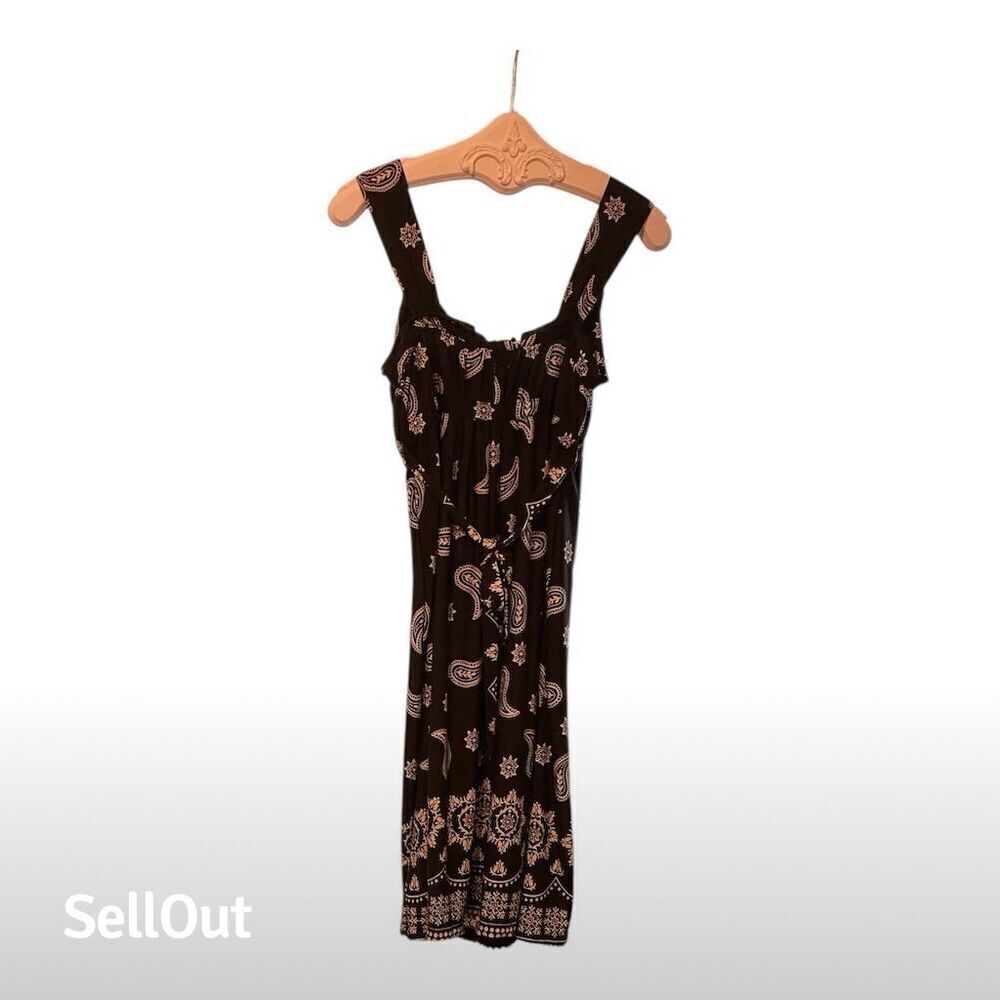 Faded Glory Women's M Black Paisley Sleeveless Knee Length Dress
